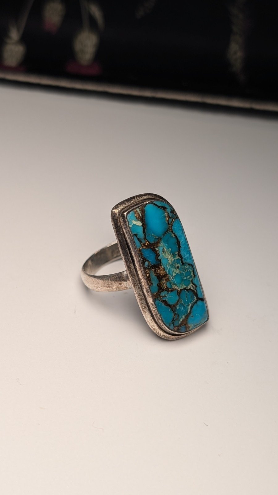 Vintage Sterling Silver Natural Blue Turquoise Ring | Size S | 925 Silver - Image 5