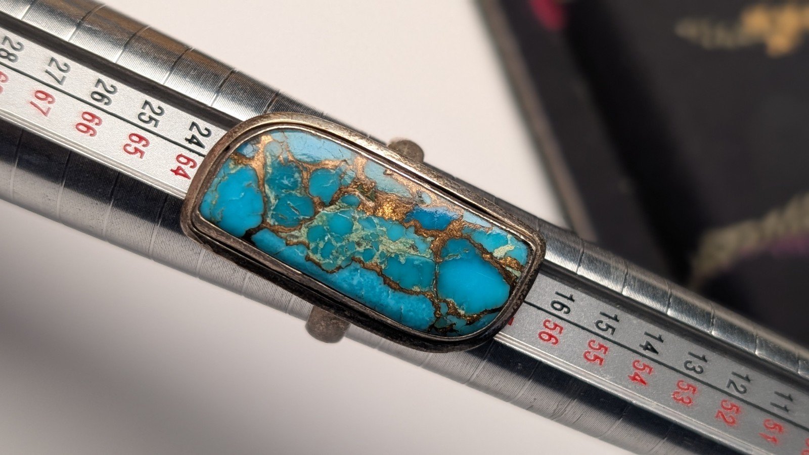 Vintage Sterling Silver Natural Blue Turquoise Ring | Size S | 925 Silver - Image 9