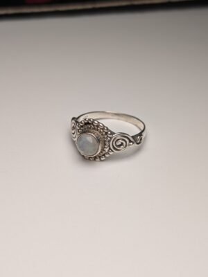 Vintage Sterling Silver Swirls Moonstone Ring | Size N 1/2 | 925 Silver