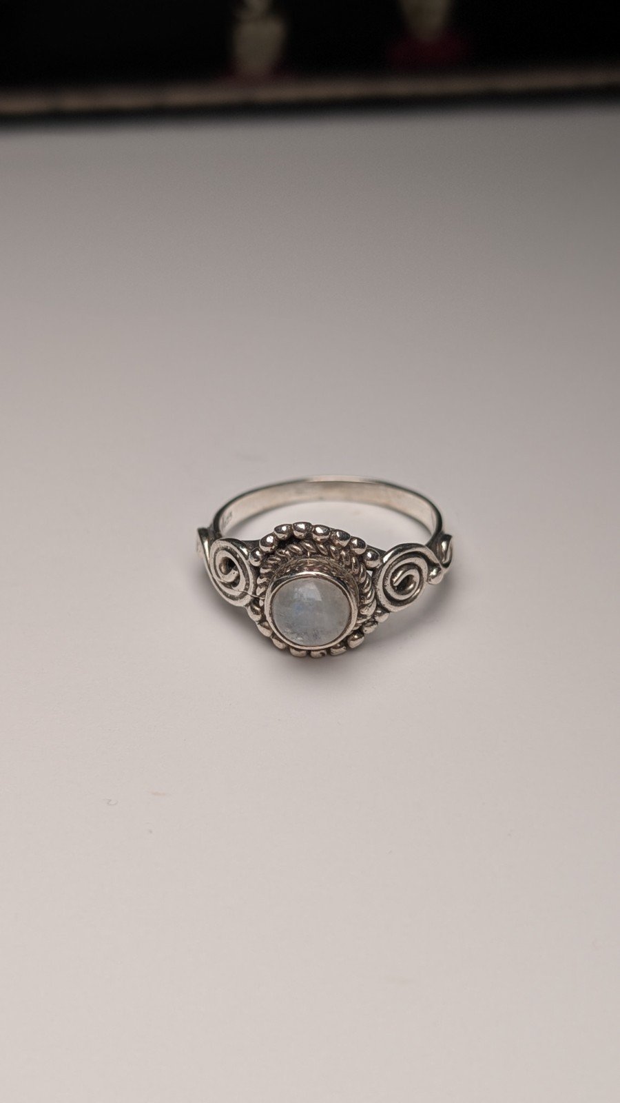 Vintage Sterling Silver Swirls Moonstone Ring | Size N 1/2 | 925 Silver - Image 5