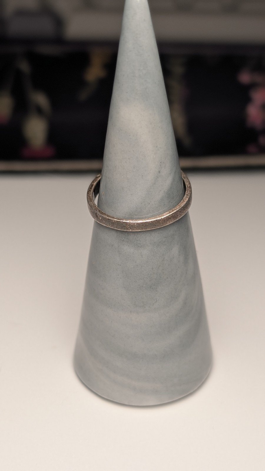 Vintage Sterling Silver Abstract Etched Plaque Design Ring | Size M 1/2 | 925 - Image 8