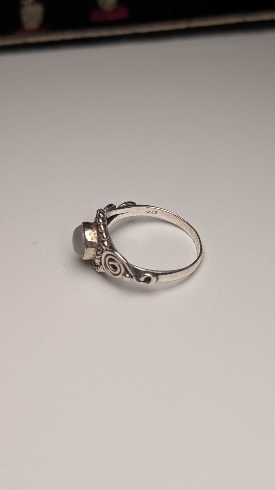 Vintage Sterling Silver Swirls Moonstone Ring | Size N 1/2 | 925 Silver - Image 6