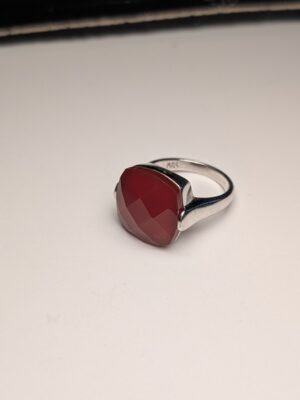 Vintage Sterling Silver Faceted Orange Carnelian Ring | Size K 1/2 | 925 Silver