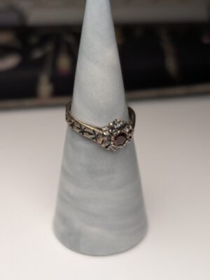 Vintage 9ct Plated Sterling Silver Garnet Cluster Ring | Size N 1/2 | 925 Silver