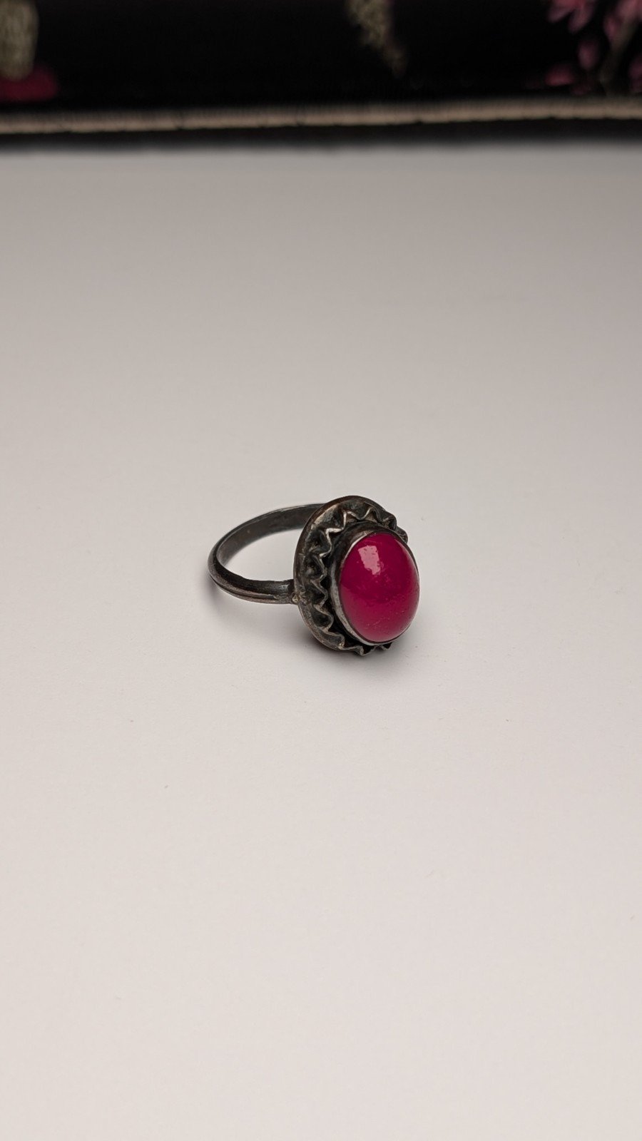 Vintage Sterling Silver Red Gemstone Ring | Size H 1/2 | 925 Silver