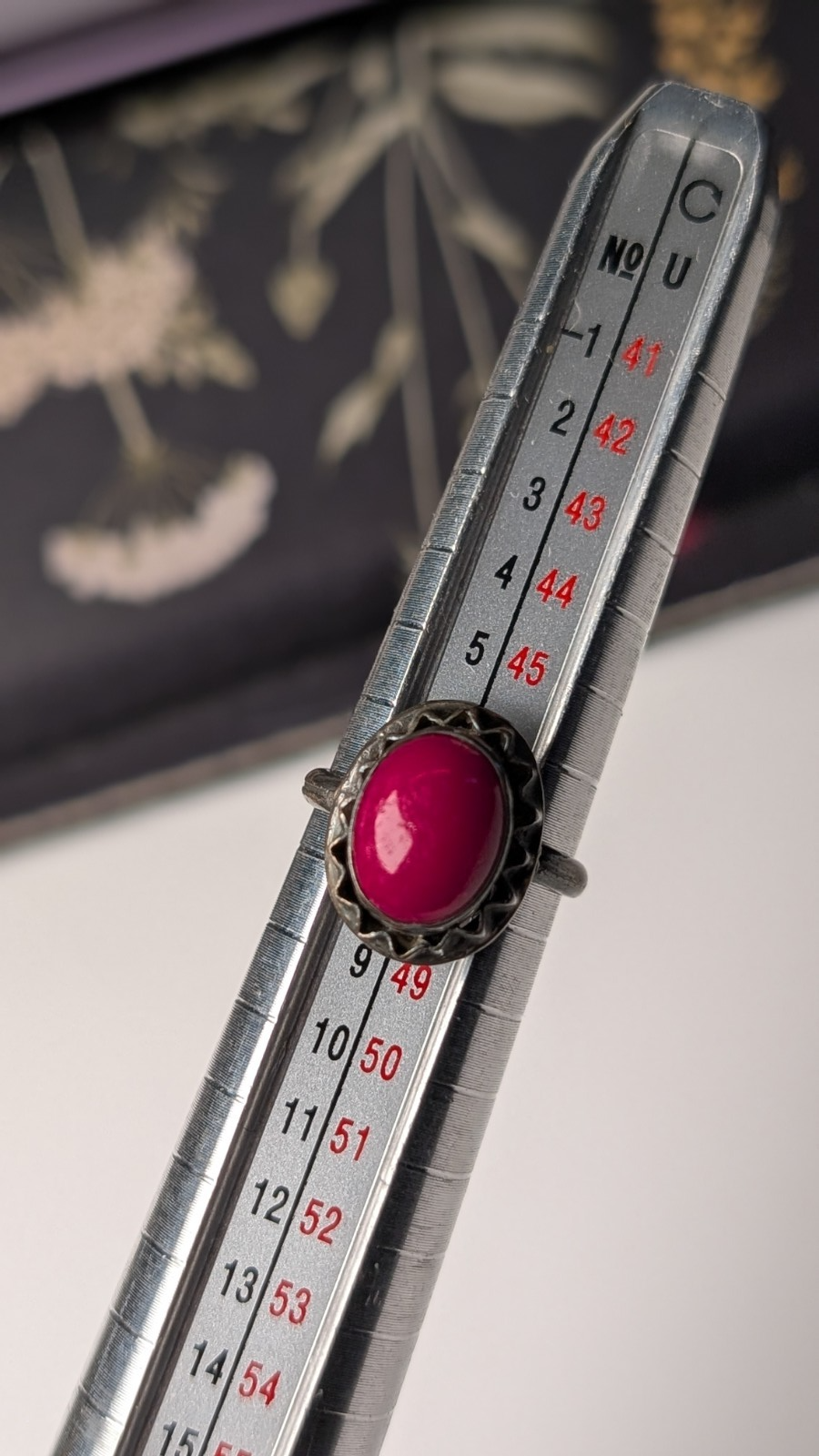 Vintage Sterling Silver Red Gemstone Ring | Size H 1/2 | 925 Silver - Image 8
