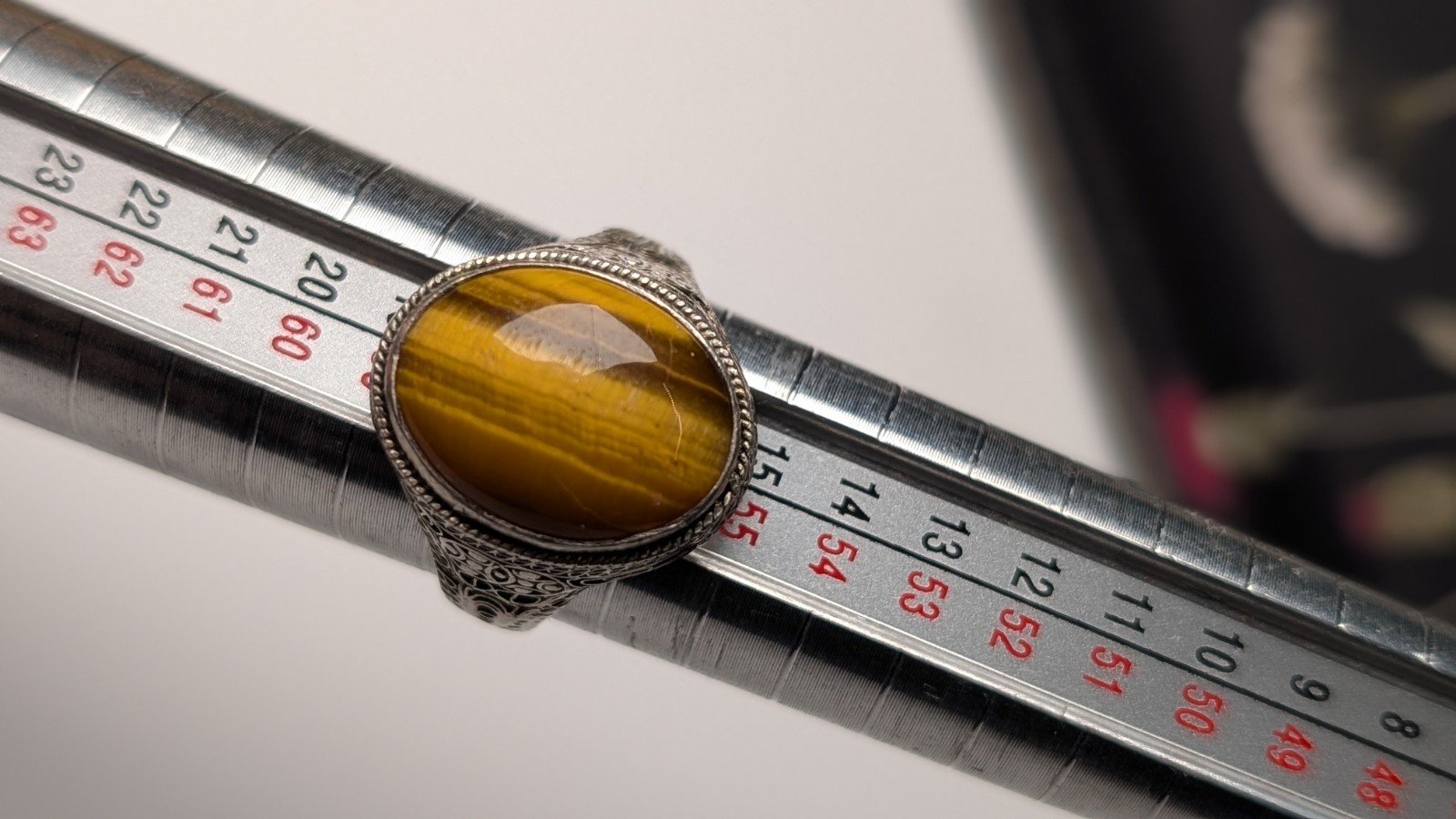 Vintage Sterling Silver Men's Openwork Tigers Eye Ring | Size Q (Resizable) - Image 11