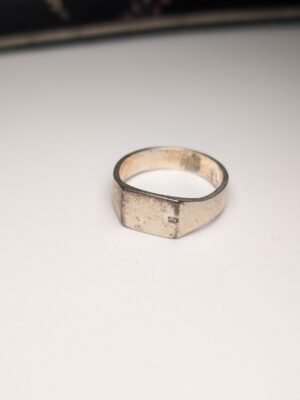 Vintage Sterling Silver Chunky Men's Signet Ring With Gemstone | Size Z 1/2