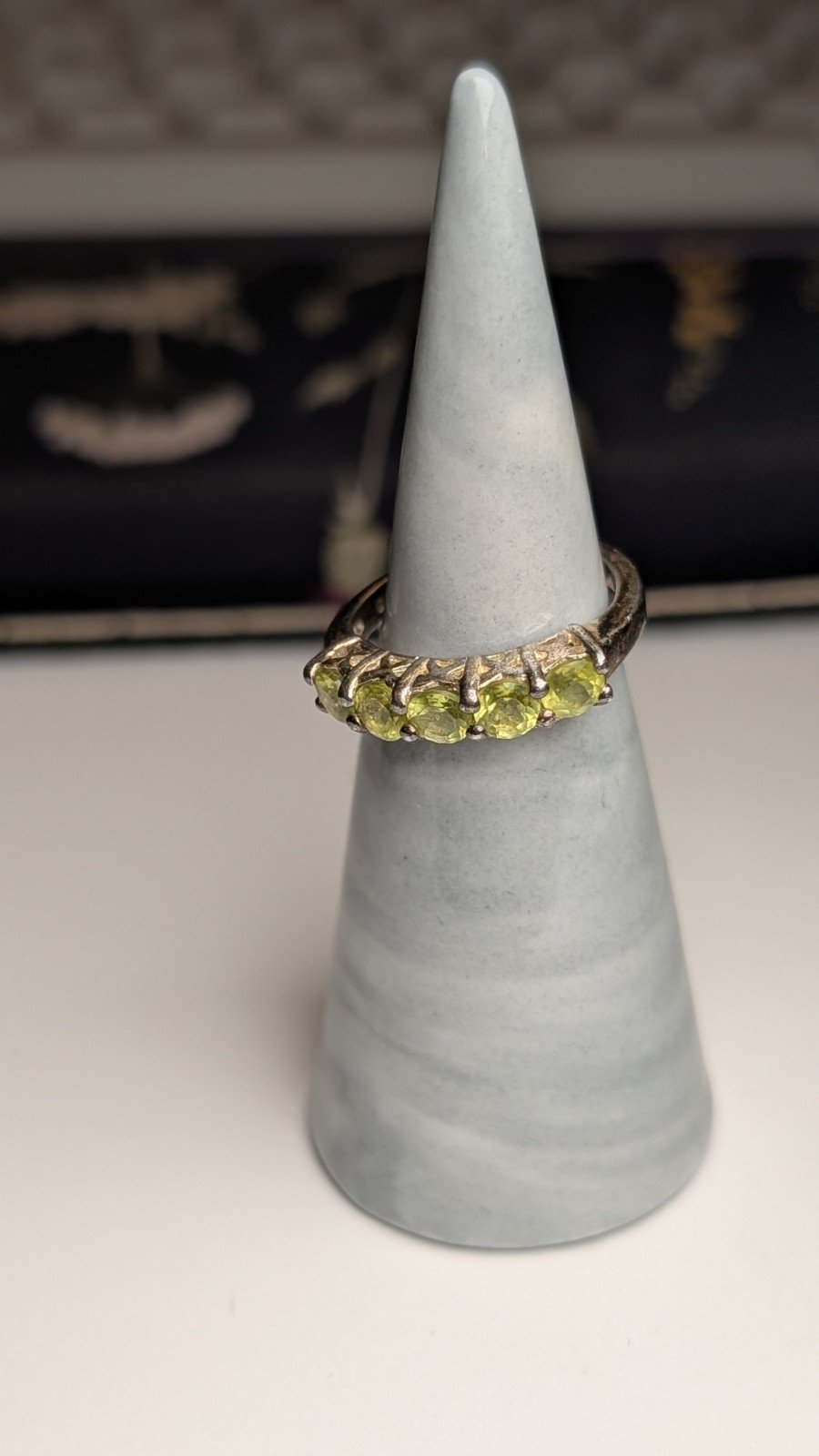 Vintage Sterling Silver 5 Gemstone Row Peridot Ring | Size K 1/2 | 925 Silver - Image 3