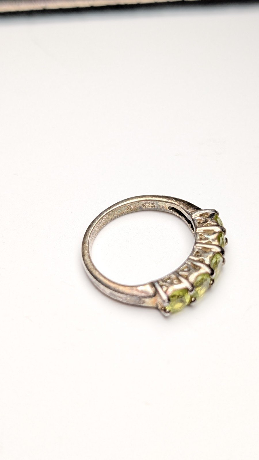Vintage Sterling Silver 5 Gemstone Row Peridot Ring | Size K 1/2 | 925 Silver - Image 5