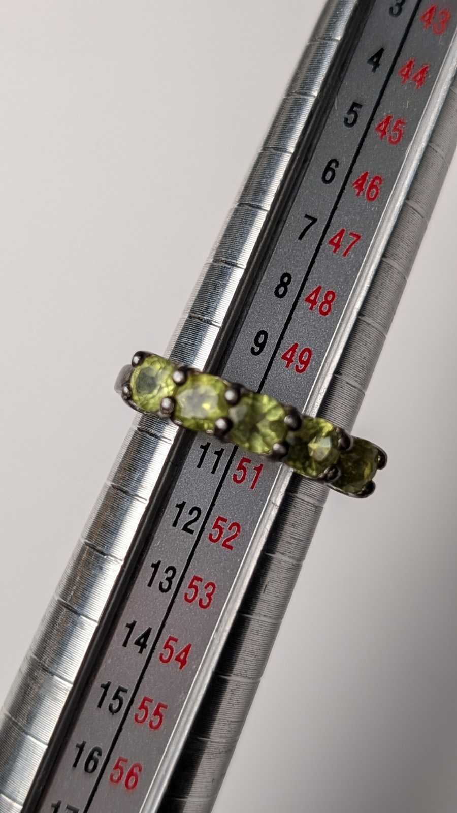 Vintage Sterling Silver 5 Gemstone Row Peridot Ring | Size K 1/2 | 925 Silver - Image 9