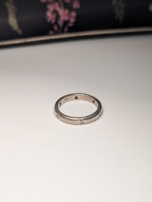 Vintage Sterling Silver Clear CZ Gemstone Band Ring | Size O 1/2 | 925 Silver