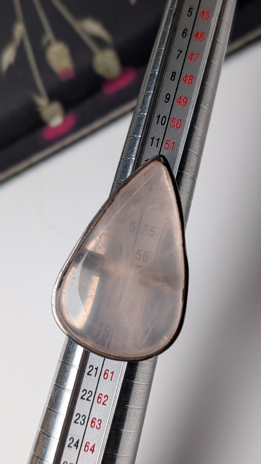 Vintage Sterling Silver Rose Quartz Large Teardrop Ring | Size P 1/2 | 925 - Image 8