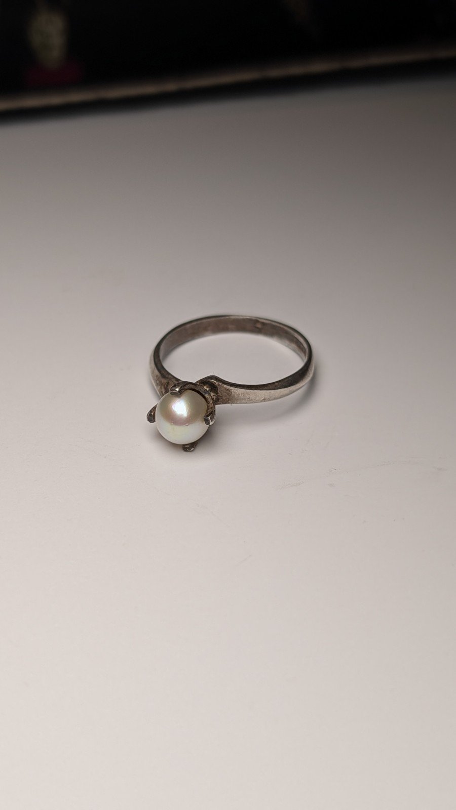 Vintage Sterling Silver 1969 Cultured Pearl Ring | Size P 1/2 | 925 Silver