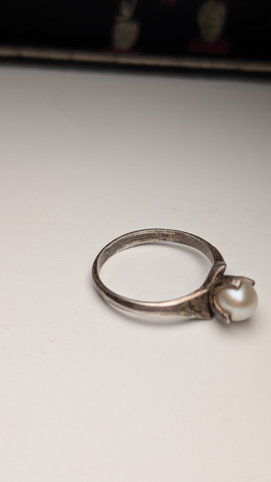 Vintage Sterling Silver 1969 Cultured Pearl Ring | Size P 1/2 | 925 Silver - Image 2