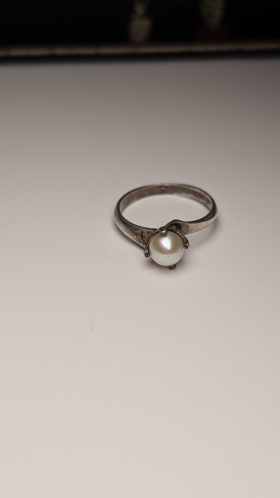 Vintage Sterling Silver 1969 Cultured Pearl Ring | Size P 1/2 | 925 Silver - Image 3