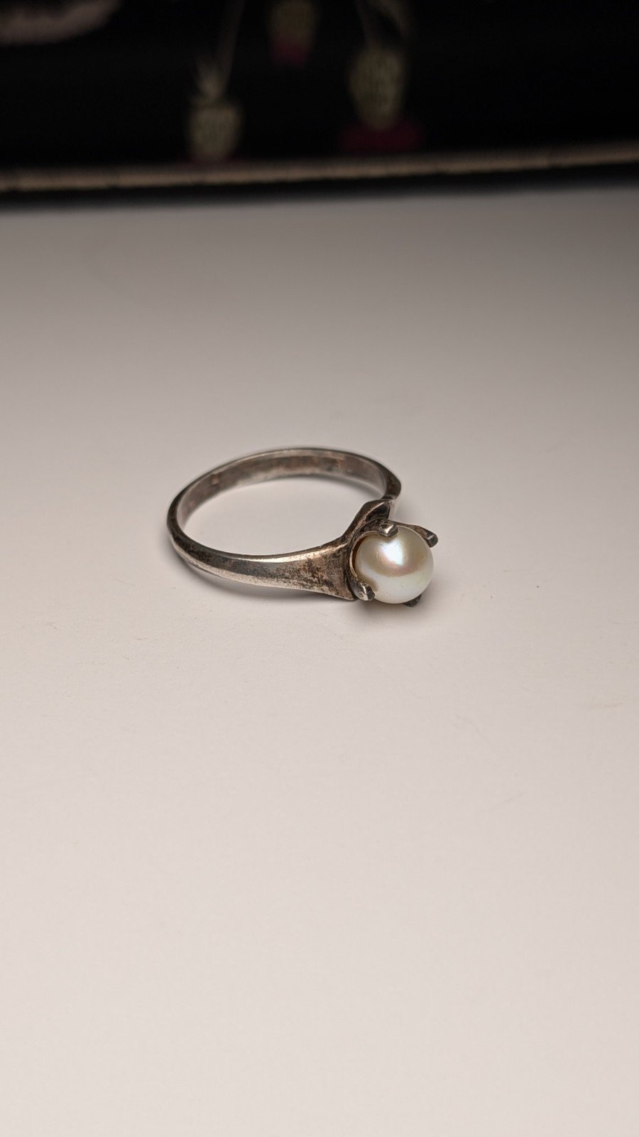 Vintage Sterling Silver 1969 Cultured Pearl Ring | Size P 1/2 | 925 Silver - Image 4