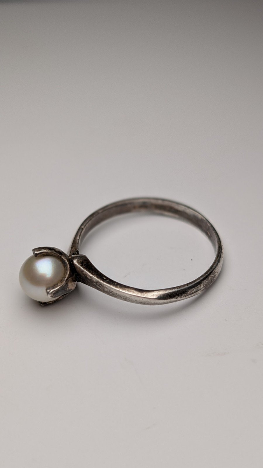 Vintage Sterling Silver 1969 Cultured Pearl Ring | Size P 1/2 | 925 Silver - Image 5