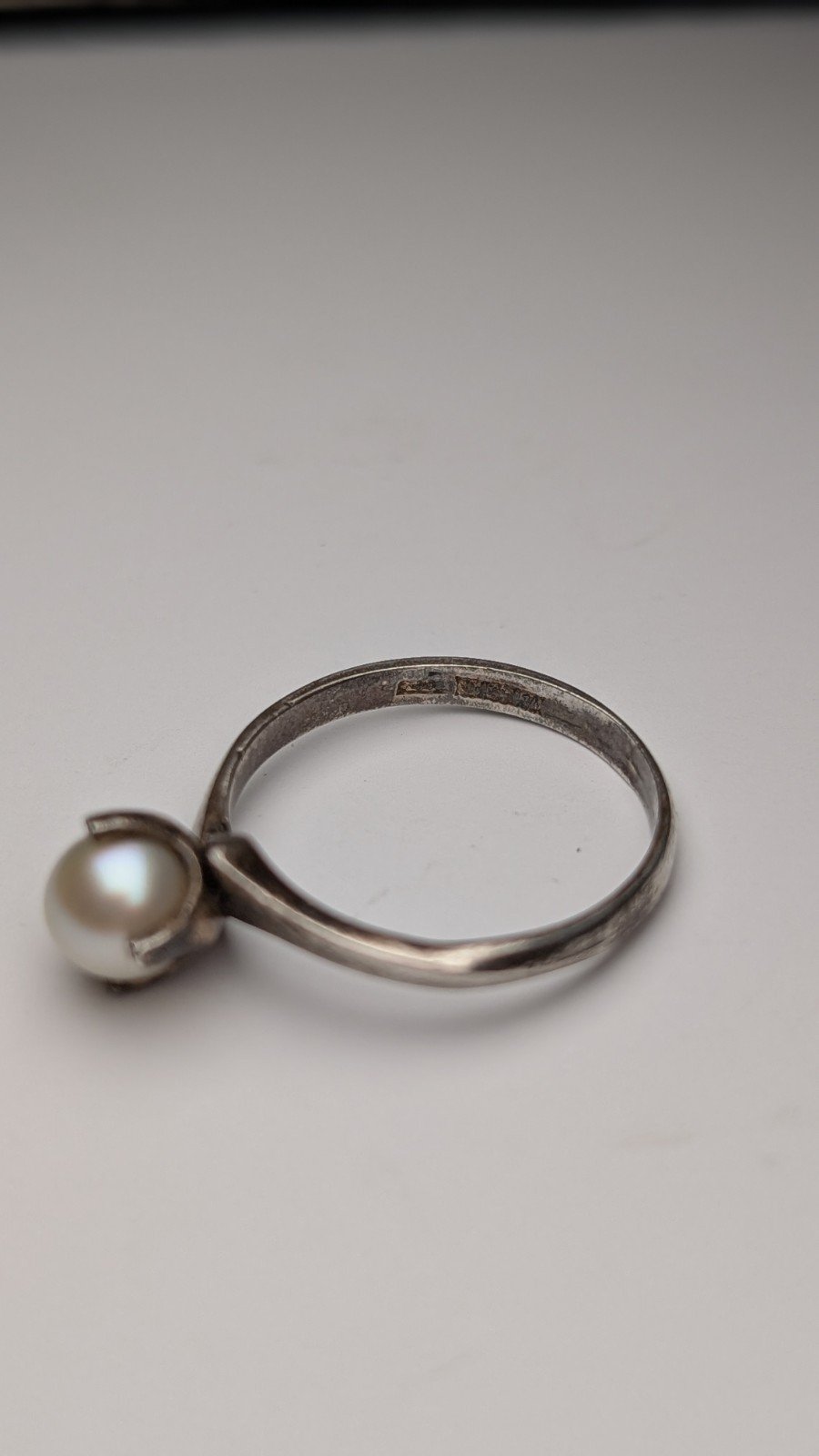 Vintage Sterling Silver 1969 Cultured Pearl Ring | Size P 1/2 | 925 Silver - Image 6