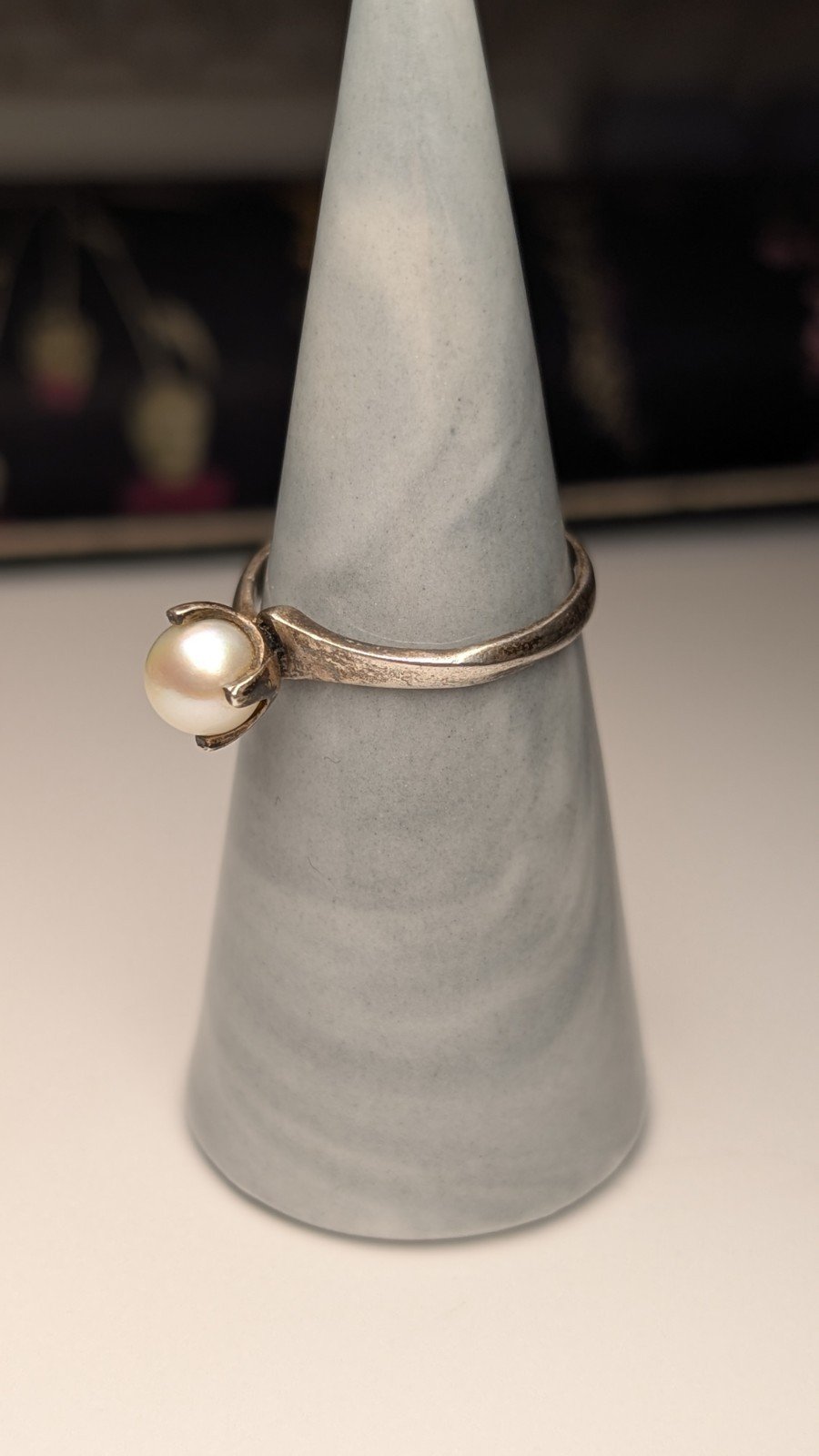 Vintage Sterling Silver 1969 Cultured Pearl Ring | Size P 1/2 | 925 Silver - Image 10