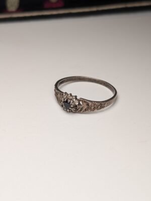 Vintage Sterling Silver Blue Spinel Ring | Size T 1/2 | 925 | Missing Stone