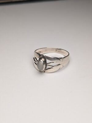 Vintage Sterling Silver White Chalcedony Ring | Size O | 925 Silver