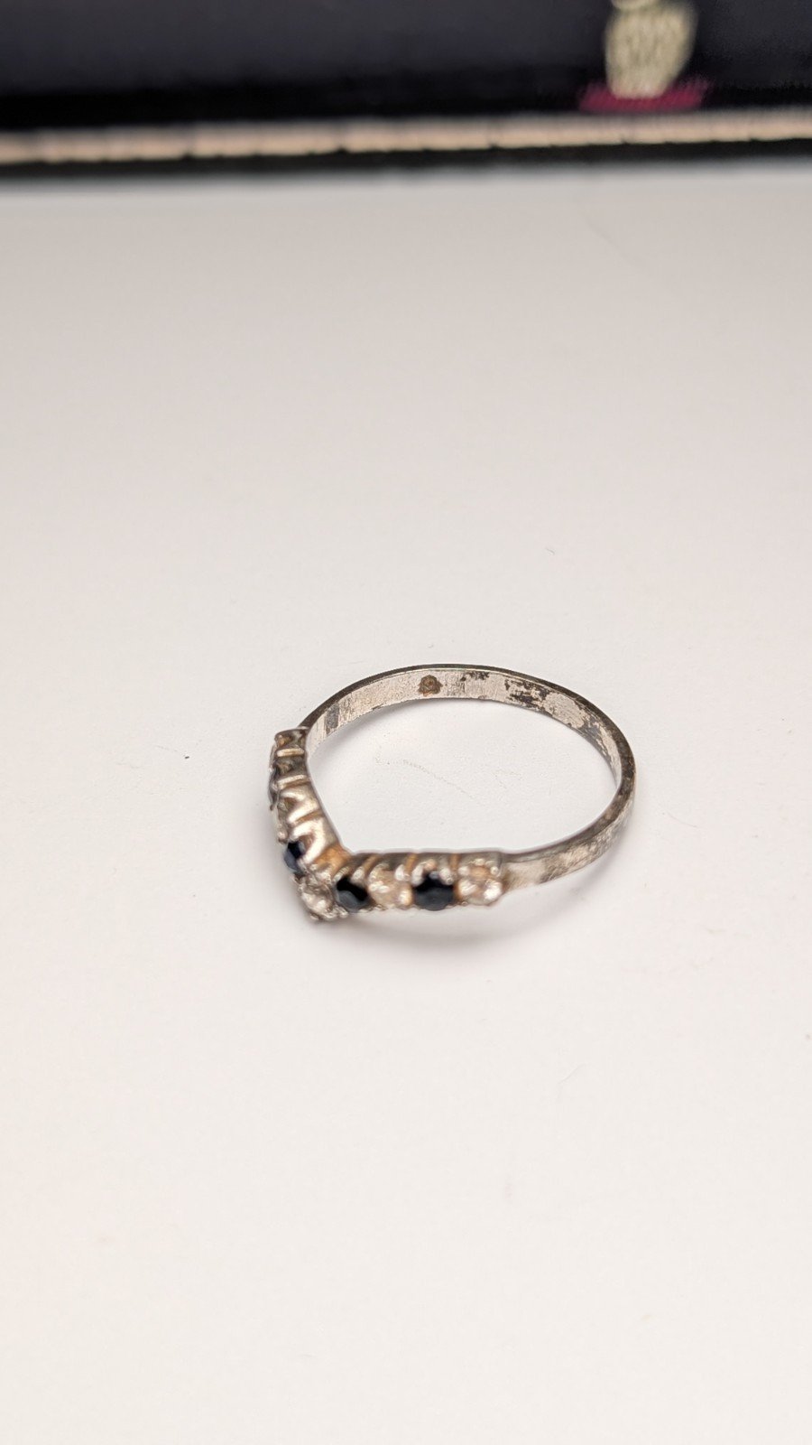 Vintage Sterling Silver Sapphire Wishbone Chevron Ring | Size O 1/2 | 925 Silver - Image 3