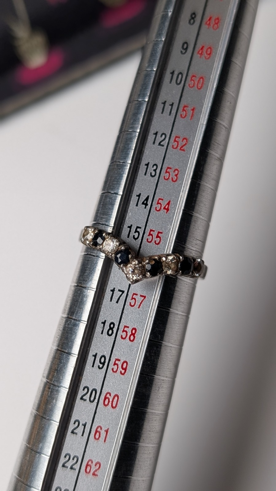 Vintage Sterling Silver Sapphire Wishbone Chevron Ring | Size O 1/2 | 925 Silver - Image 8