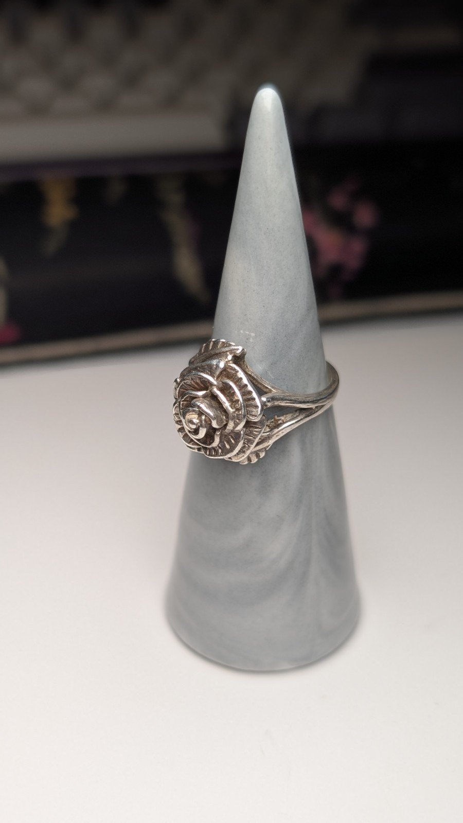 Vintage Sterling Silver 1977 English Rose Ring | Size L 1/2 | 925 Silver