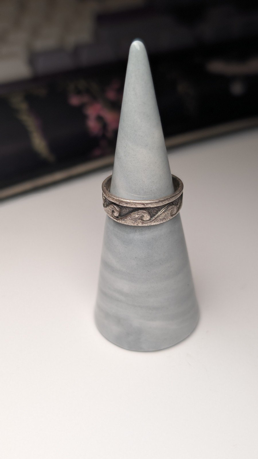 Vintage Sterling Silver Ocean Waves Band Ring | Size M 1/2 | 925 Silver - Image 3