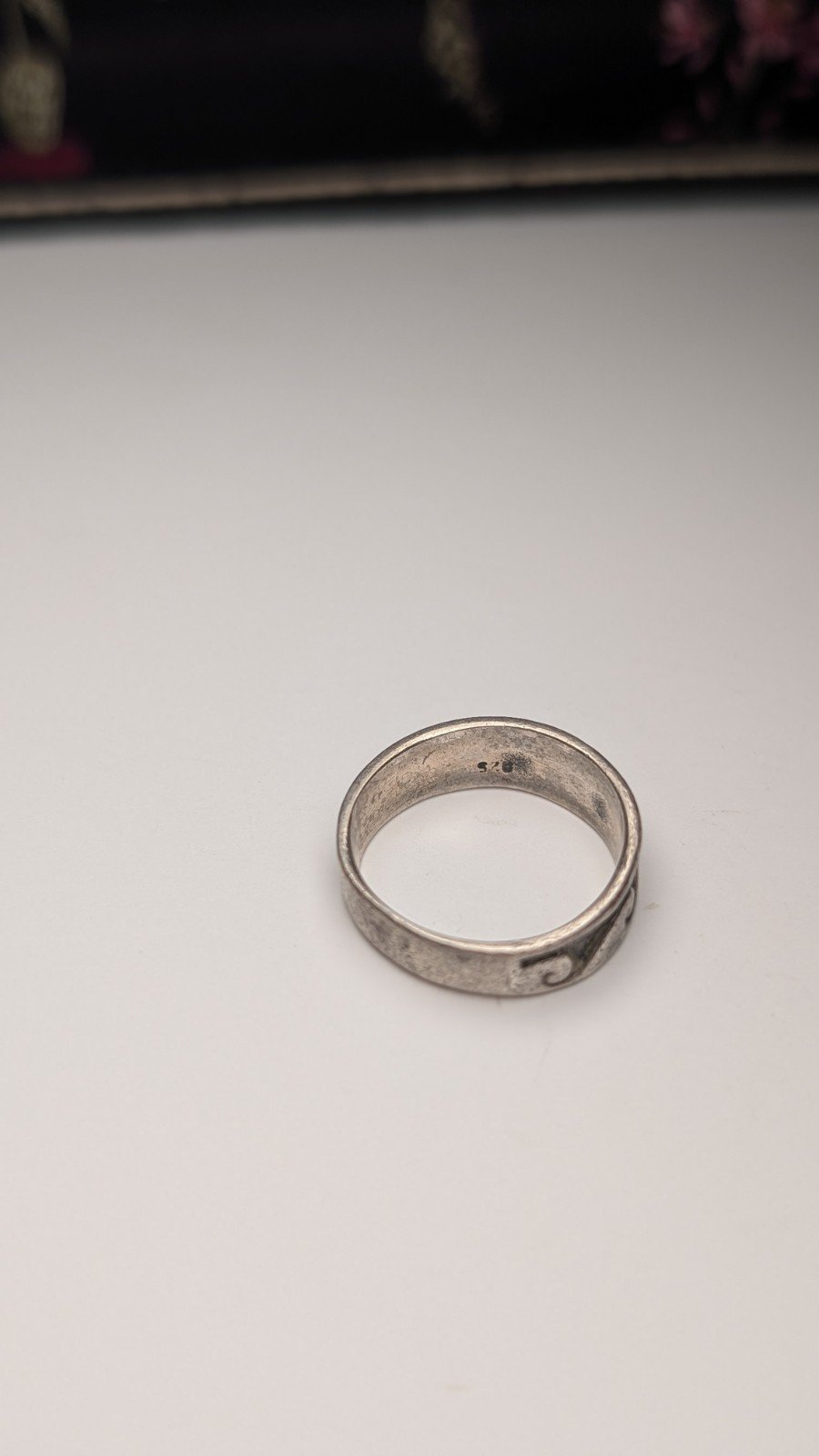 Vintage Sterling Silver Ocean Waves Band Ring | Size M 1/2 | 925 Silver - Image 5