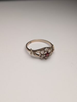 Vintage Sterling Silver Red Garnet Cluster Ring | Size N 1/2 | 925 Silver