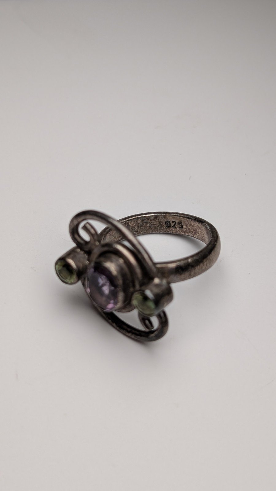 Vintage Sterling Silver Amethyst & Peridot Gemstone Ring | Size L 1/2 | 925 - Image 5