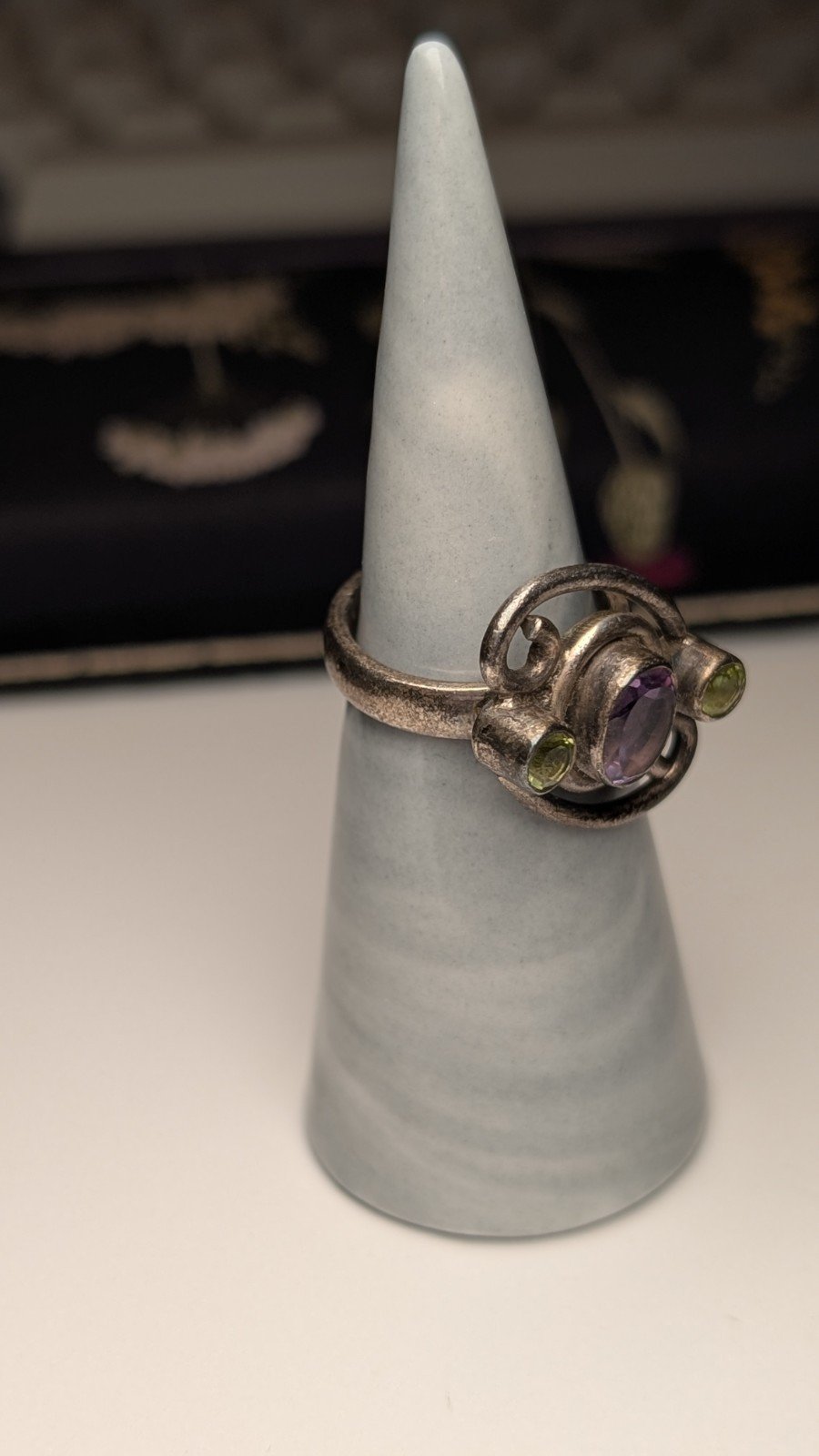 Vintage Sterling Silver Amethyst & Peridot Gemstone Ring | Size L 1/2 | 925 - Image 8