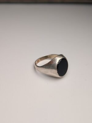 Vintage Sterling Silver Men's Flat Black Onyx Signet Ring | Size O 1/2 | 925