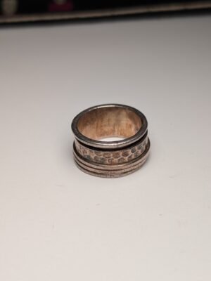 Vintage Sterling Silver Hammered Texture Spinner Ring | Size L | 925 Silver