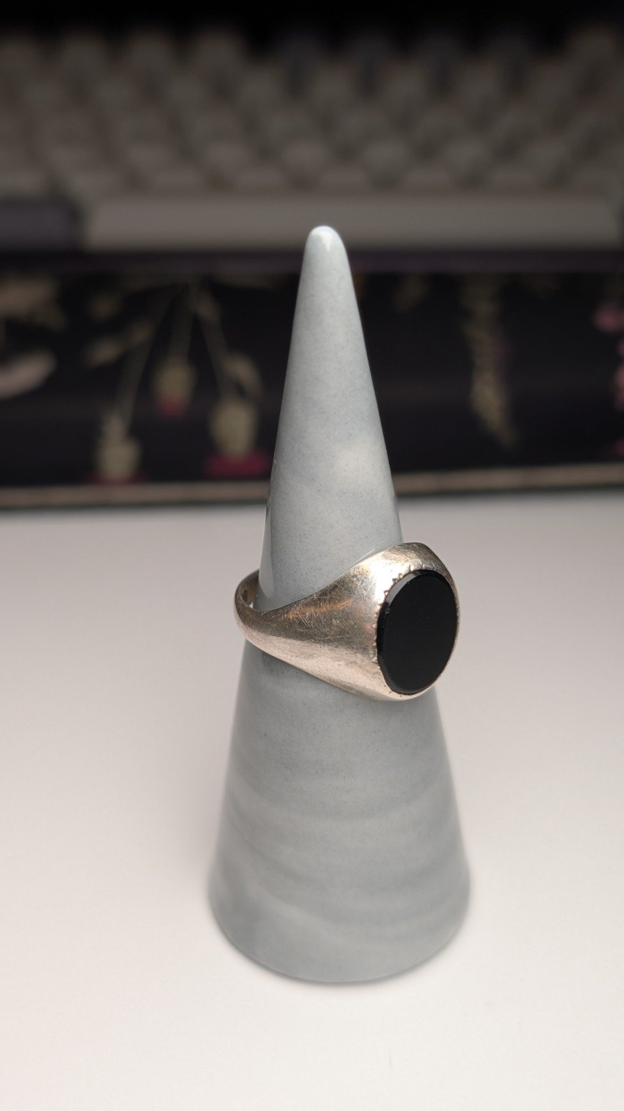 Vintage Sterling Silver Men's Flat Black Onyx Signet Ring | Size O 1/2 | 925 - Image 5