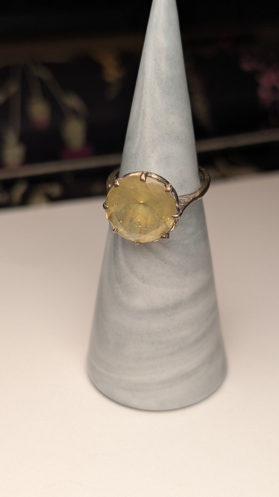 Vintage Sterling Silver 1984 Yellow Citrine Gemstone Ring | Size K 1/2 | 925 - Image 6