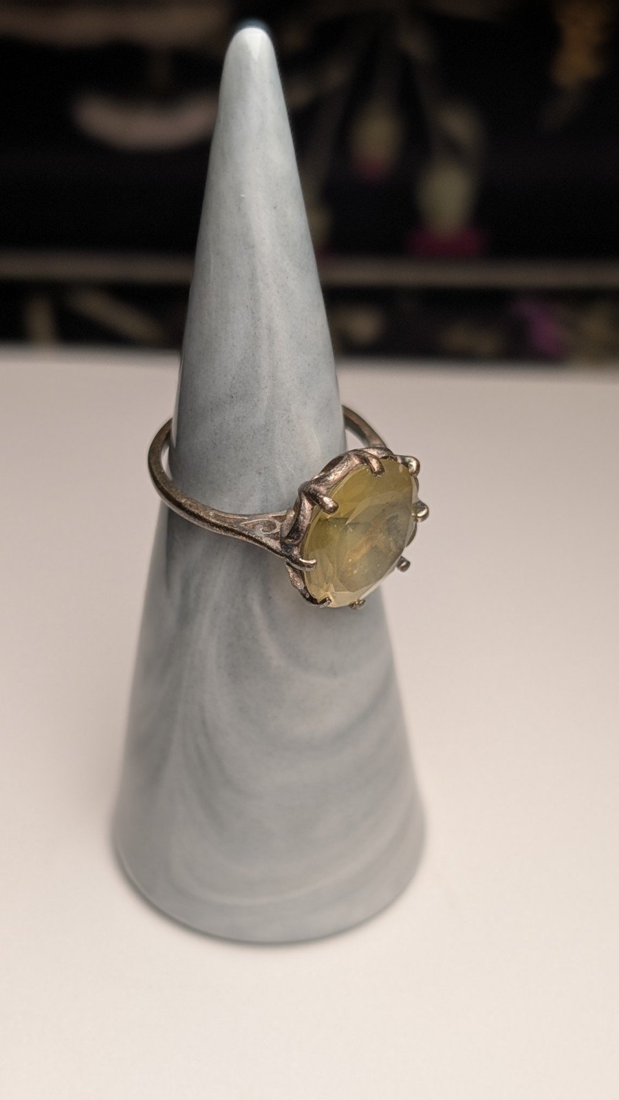 Vintage Sterling Silver 1984 Yellow Citrine Gemstone Ring | Size K 1/2 | 925 - Image 9