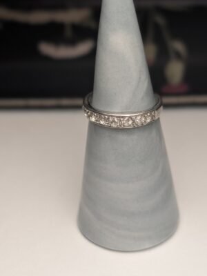 Vintage Sterling Silver Clear CZ Row Band Ring | Size N 1/2 | 925 Silver