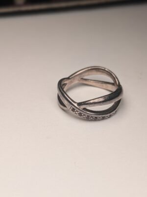 Vintage Sterling Silver Pink Gemstone Intertwined Ring | Size P 1/2 | 925 Silver