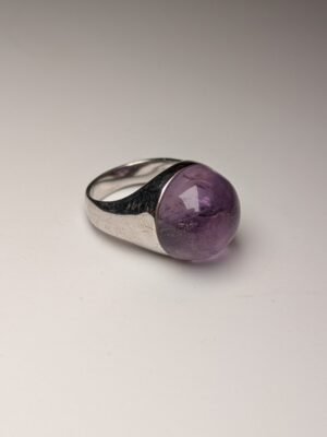 Vintage Sterling Silver Chunky Amethyst Ring | Size N 1/2 | 925 Silver | UK Made