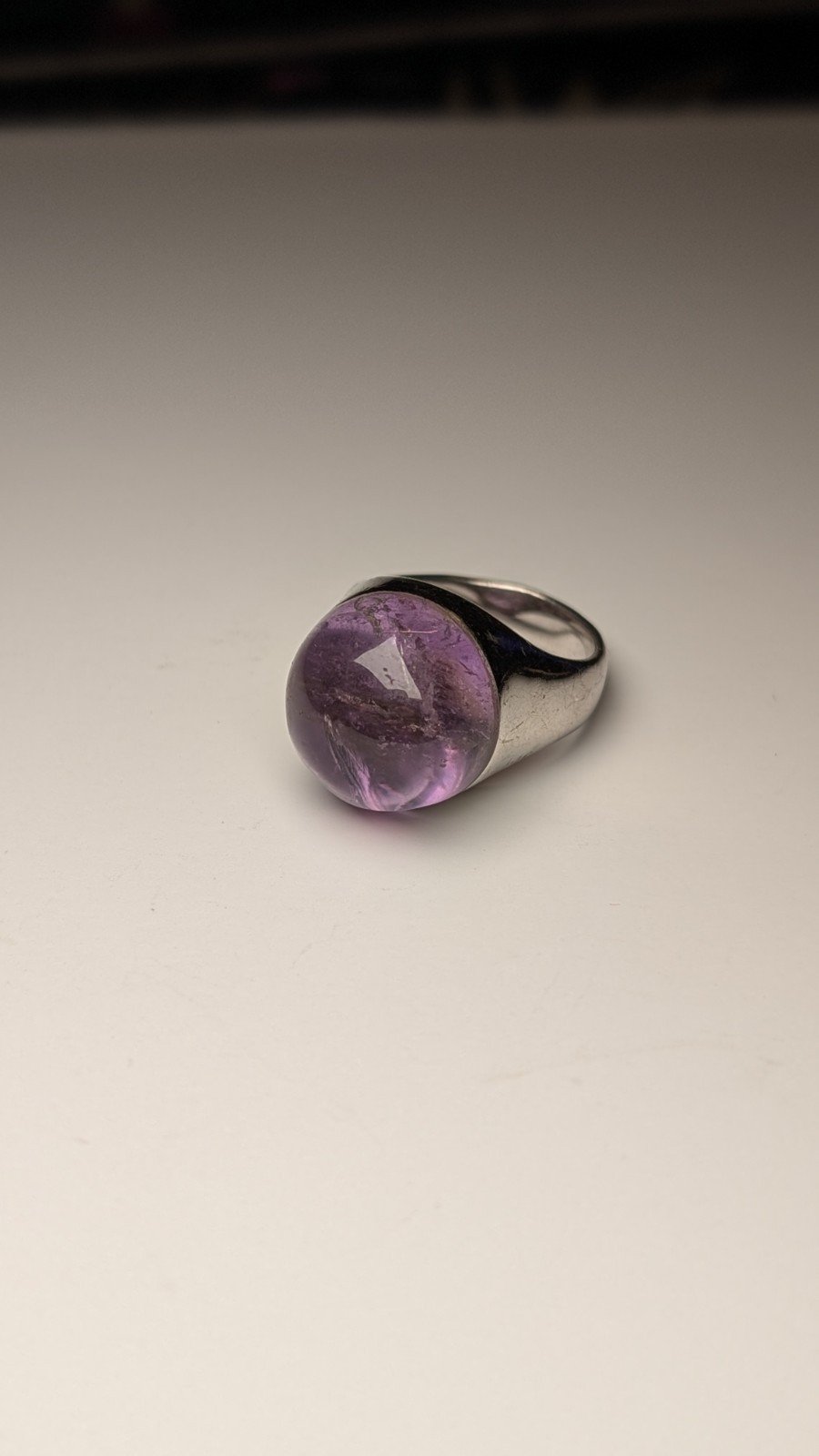 Vintage Sterling Silver Chunky Amethyst Ring | Size N 1/2 | 925 Silver | UK Made - Image 2