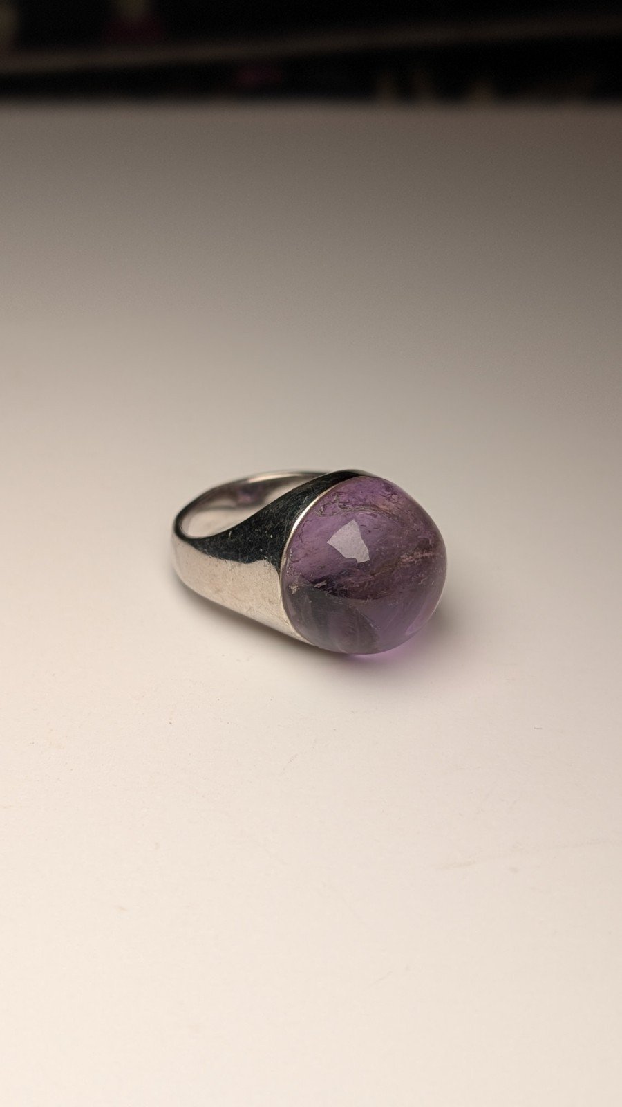 Vintage Sterling Silver Chunky Amethyst Ring | Size N 1/2 | 925 Silver | UK Made - Image 3