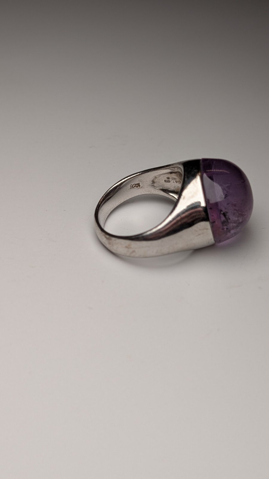 Vintage Sterling Silver Chunky Amethyst Ring | Size N 1/2 | 925 Silver | UK Made - Image 4