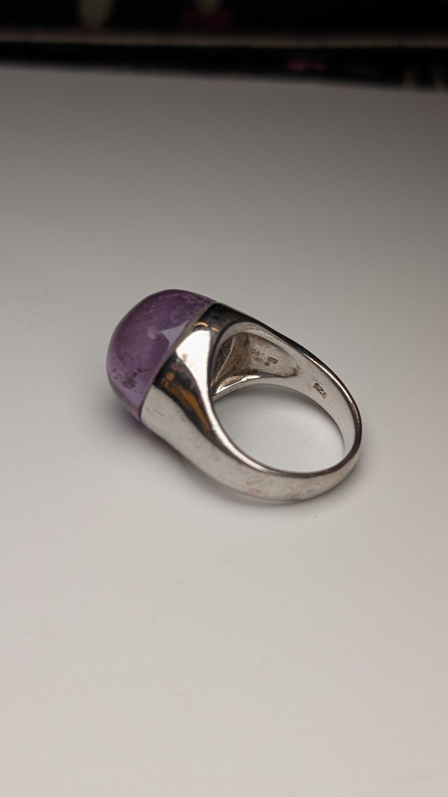 Vintage Sterling Silver Chunky Amethyst Ring | Size N 1/2 | 925 Silver | UK Made - Image 7