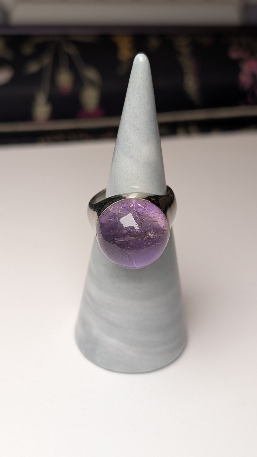 Vintage Sterling Silver Chunky Amethyst Ring | Size N 1/2 | 925 Silver | UK Made - Image 9