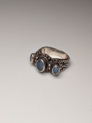 Vintage Sterling Silver Triple Opal Ring | Size N | 925 Silver