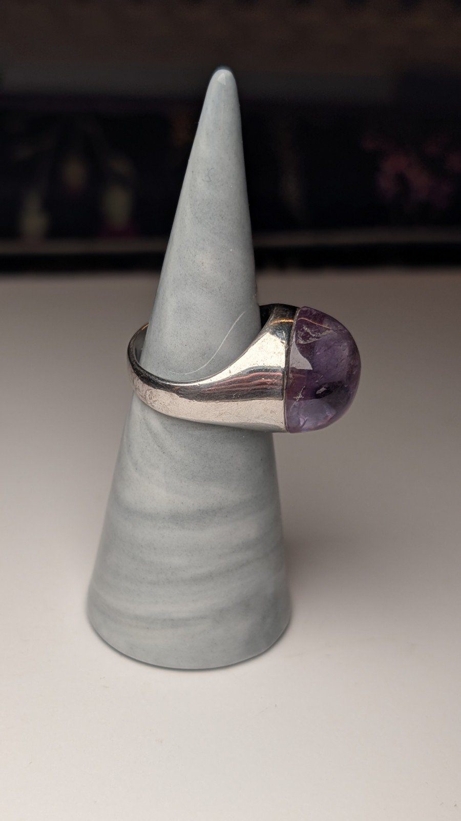 Vintage Sterling Silver Chunky Amethyst Ring | Size N 1/2 | 925 Silver | UK Made - Image 14