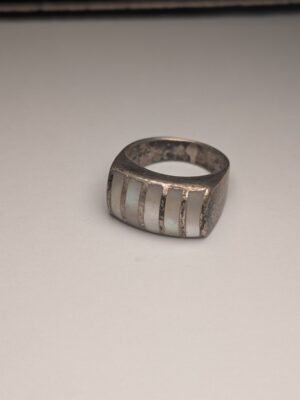 Vintage Sterling Silver 2004 Mother Of Pearl Chunky Ring | Size Q | 925 Silver